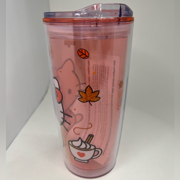 Hello Kitty Fall Pumpkin Spice Plastic Tumbler Cup Autumn - Picture 2 of 4